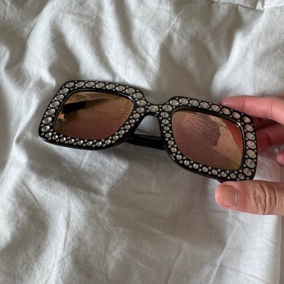 Source Unknown Accessories - Black Oversized Square Rhinestone Sunglasses Bling Festival Sunnies